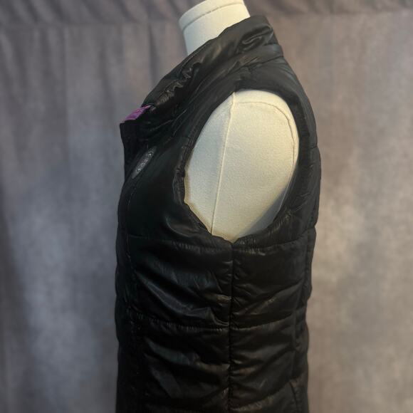 Aeropostale Women’s Medium Black Puffer Vest Purple  Pink Blue Leopard Lining - Picture 12 of 15
